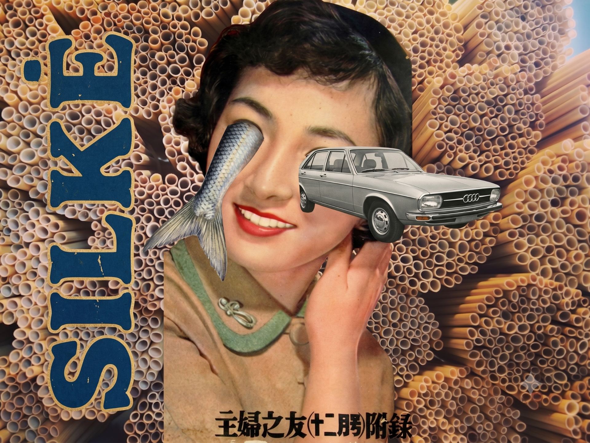 Silkė — retro koliažas
